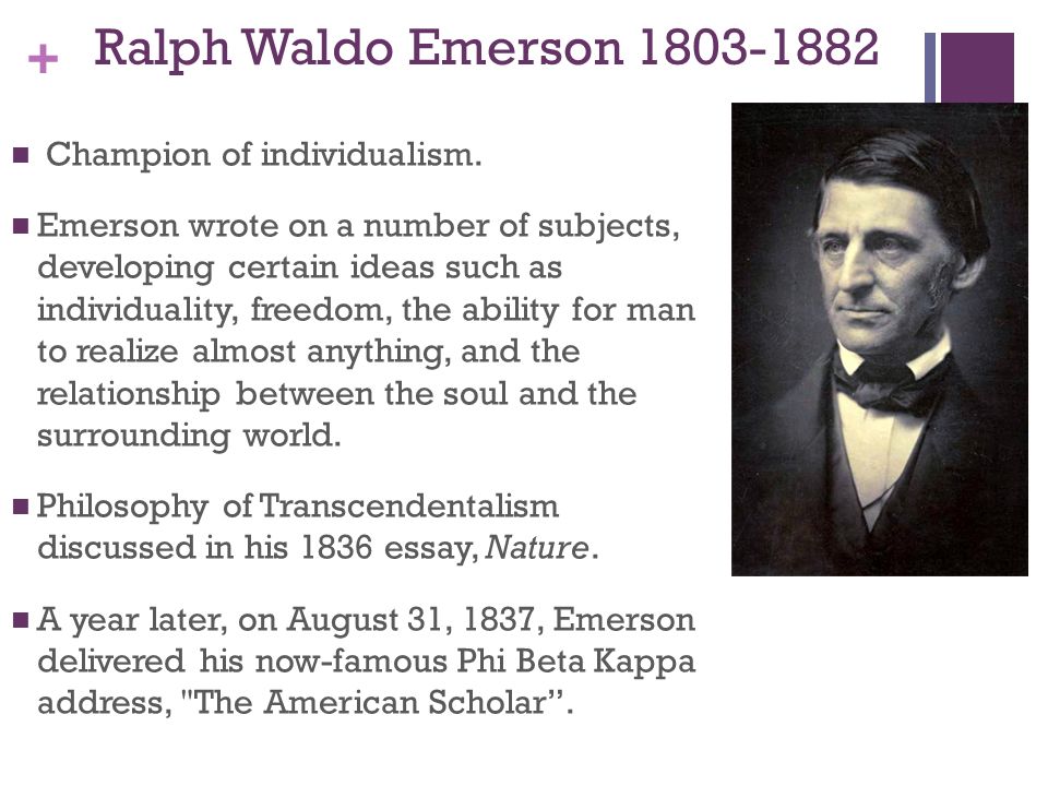 Ralph waldo emersons contribution to the philosophy of transcendentalism